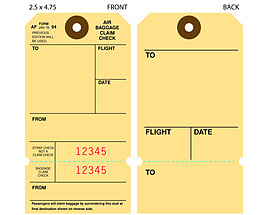 Custom Airline Hang Tag - Baggage Check