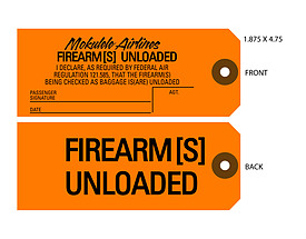Custom Airline Hang Tag - Firearms Unloaded