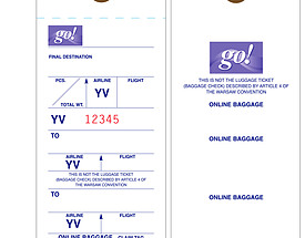Custom Airline Hang Tag - Go! Online Baggage Tag