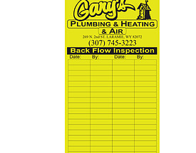 Gary's Backflow Inspection Tag