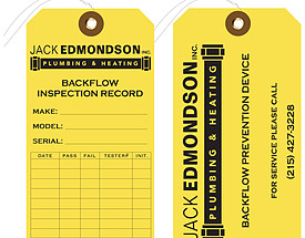 Jack Edmondson Backflow Inspection Record Tag
