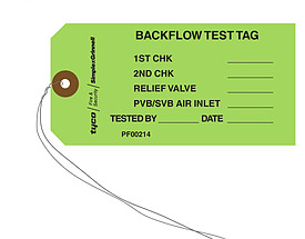 Backflow Test Tag