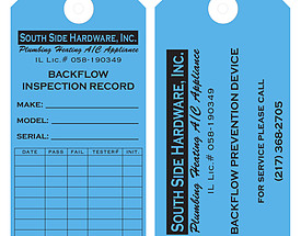 Southside Hardware Backflow Inspection Tag