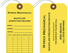 Wyrick Backflow Inspection Tag