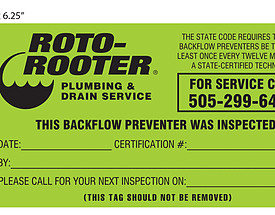 Backflow Inspection Tag