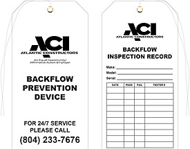 Backflow Inspection Record Tag
