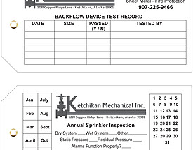 Ketchikan Mechanical Annual Backflow Inspection Tag