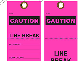 Caution Line Break Equipment Hang Tag