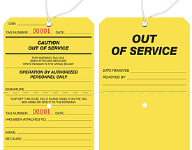 Caution Out Of Service Hang Tag