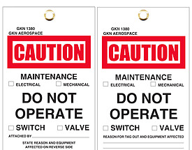 Caution Maintenance Do Not Operate Hang Tag