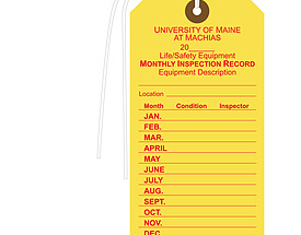 University Of Maine Monthly Inspection Tag
