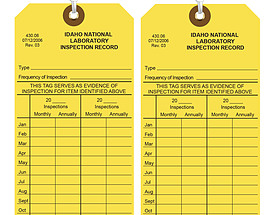 Idaho National Labratory Inspection Record Tag