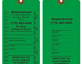 SimplexGrinnel Fire Inspection Tag