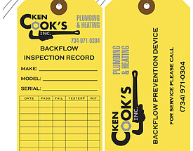 Ken Cooks Backflow Inspection Record Tag