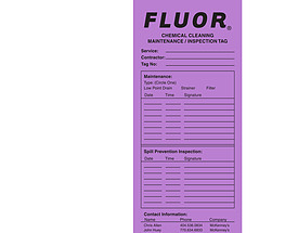 Fluor Chemical Cleaning Inspection Tag