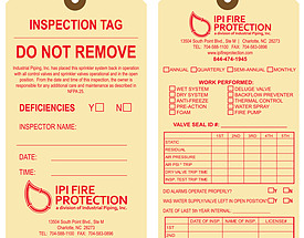 IPI Fire Protection Inspection Tag