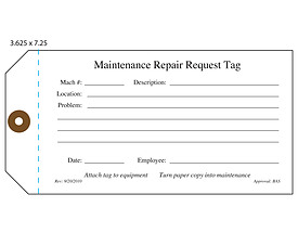 Maintenance Repair Request Tag