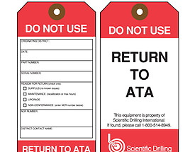 Scientific Drilling Do Not Use Return Tag