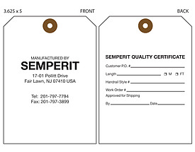 Semperit Quality Certificate Tag