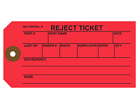 Red Reject Ticket Tag