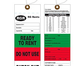 Custom Printed Hang Tag - RGR Rents