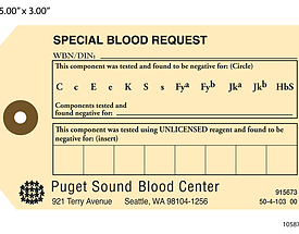 Special Blood Request – Hospital Tag