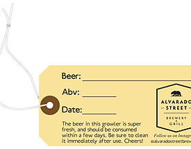 Custom Printed Growler Hang Tag - Alvarado St Brewery & Grill