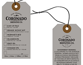 Custom Printed Growler Hang Tag - Coronado Brewing Co