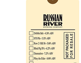 Custom Printed Growler Hang Tag - Russian River Brewing Co.