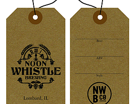 Custom Printed Growler Hang Tag - Noon Whistle Brewing Company