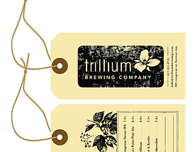 Clipped Corners Product Hang Tag with Fiber Patch & Knotted String Attachment for Trillium Crewing Company