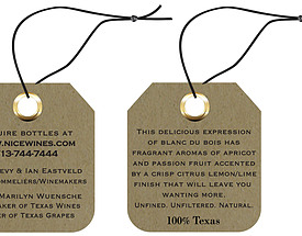 Square Description Hang Tag with Clipped & Rounded Corners & Knotted String for Nice Wines