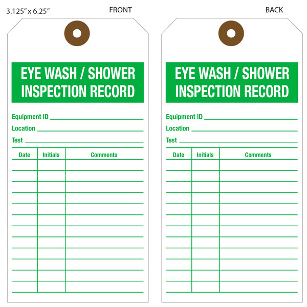 Inspection Tags For Eyewash Stations