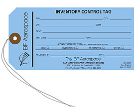 Custom Inventory Control Tag - BF Aerospace