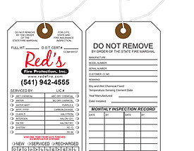 Red's Fire Protection – Fire Extinguisher Inspection Tag