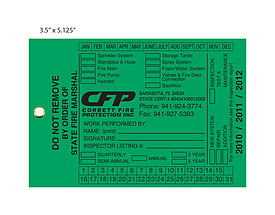 Corbett Fire Protection Inc. – Fire Extinguisher Inspection Tag