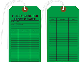 Fire Extinguisher Inspection Record Tag (Green)