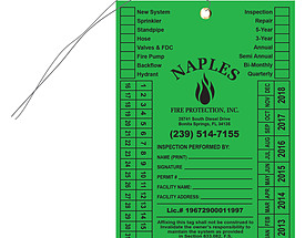 Naples Fire Protection Inc. – Fire Extinguisher Inspection Tag