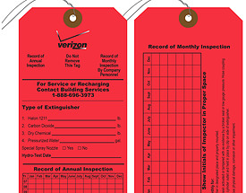 Verizon – Fire Extinguisher Inspection Tag
