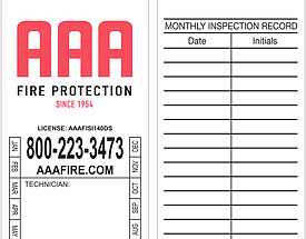 Custom Tyvek Fire Extinguisher Inspection Tag – AAA Fire Protection (116018)